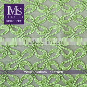 Fashion design mesh embroidery lace fabric emerald green for garment