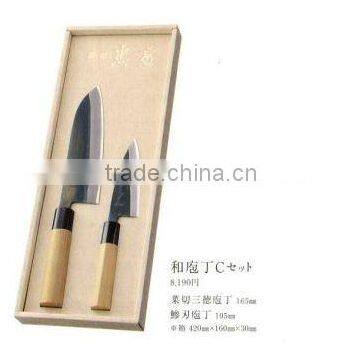 Tadafusa kitchen gift knifes for sashimi with natural wood box