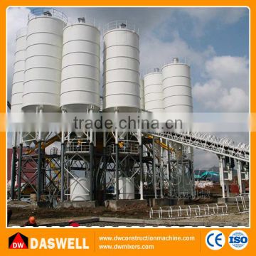 High Efficient belt conveyor concrete batching plant with concrete mixer silo