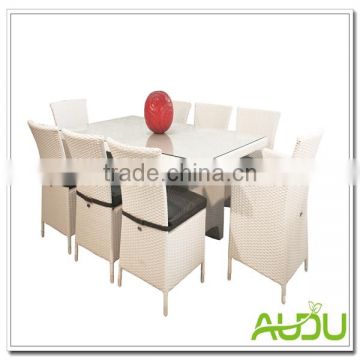 Audu Rattan Outdoor 8 Seater White Garden Furniture