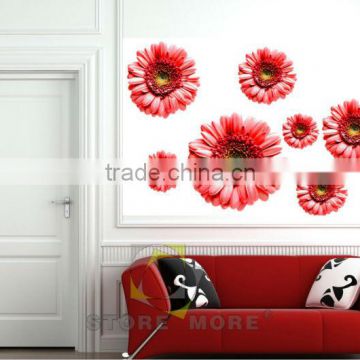 Red Rose PVC Adhesive Wall Sticker Solid Color