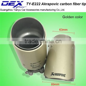 Universal Carbon Exhaust Tip Akrapovic golden color exhuast tip car stainless steel exhaust muffler tip