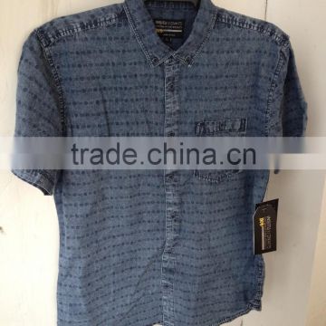 MENS DENIM PRINTED SHORT SLEEVE SHIRT WITH ENZYME WASHED 21