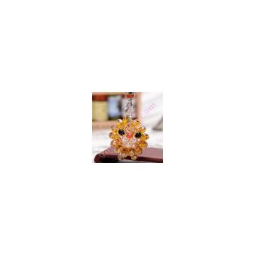 crystal 3d beaded lion mini animal charm cell phone decoration
