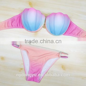 gradient shell swimwear bikini/ kohi latest fashion shell mermaid bikini swimwear