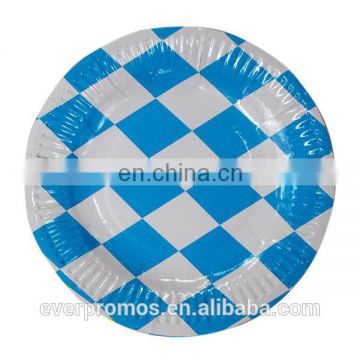 Hot Selling High Quality Birthday Themed/Blue & White Check Plain Hot Paper Plate