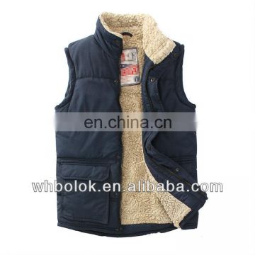 Winter quilted waistcoat lined lambswool for men padded vest