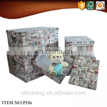 Large Volume Foldable Cardboard clothes toy Storage Box with Handles
