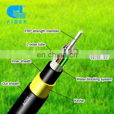 Good quality Outdoor Self-supporting fibra adss 48 core fiber optic cable 1km price