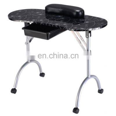 Black Modern Fashionable Folding Manicure Table Nail Salon Desk with handbag nail table desk