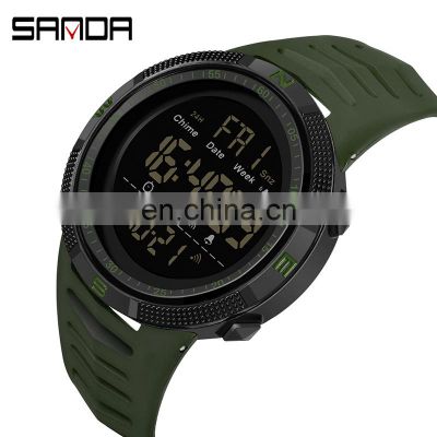 SANDA 6014 Branded men digital wristwatch luminous alarm water resistant multi-functional fashion boys led watches