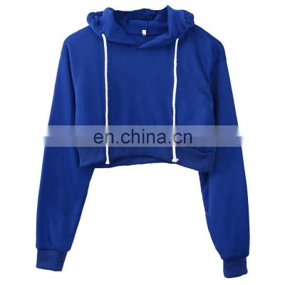 Plain blue cropped top hoodie New Arrival 2020 for women plain blue hoodie