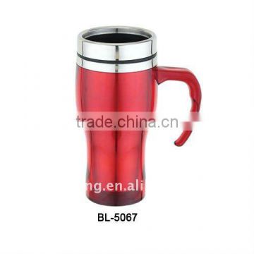 double wall stainless steel travel mug with ps outer with handle 16oz ice cream mug wholesale tea cups