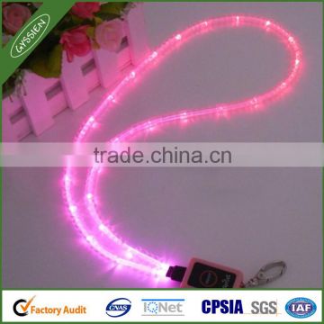China wholesale new fashionable flashing LED lanyard with metal hook