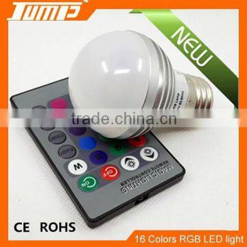 ShenZhen Factory directly sale IR remote control color changing 3W E27 rgb led bulb lights