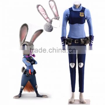Movie Zootopia Officer Judy Hopps Full Set Cosplay Costume Rabbit Bunny Police Uniform Halloween Party Costume Plus Size