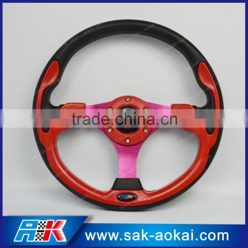 Red 13 inch Racing Car Game Steering Wheel PU Flat