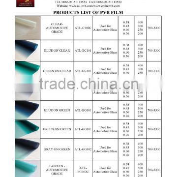 ocean blue pvb film for laminated safety glass from Arch20160218003