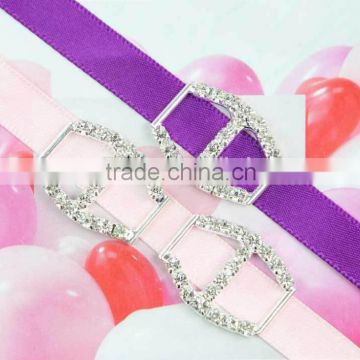 cheap fashion wedding invitation ribbon rhinestone buckle B00817