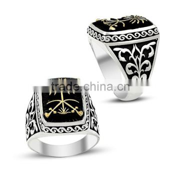 925K Silver Art Design Saudi Arabia Palm Tree Sword Men Famous Ring