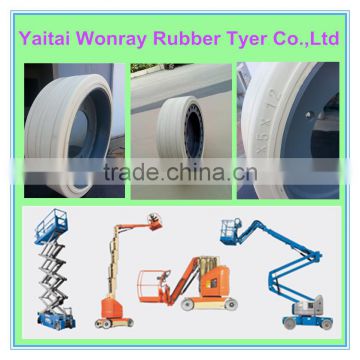 Made in china mobile high strength scissor work lift platform solid tire 16x5x12 without brake