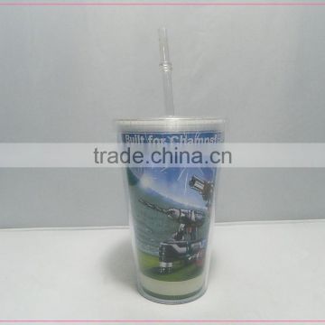 wholesale fashion customized coco cola cup with straw for plastic cup