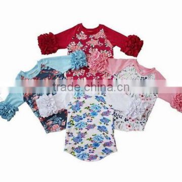 wholesale boutique baby clothes simple design flower T-shirt latest design girls top