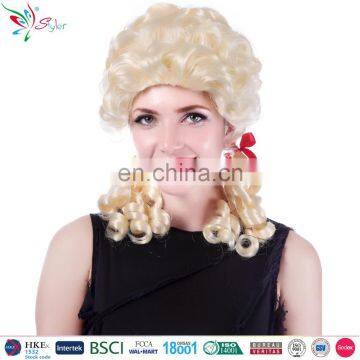 wholesale blonde curly synthetic wigs pigtail sex hot school girl wig