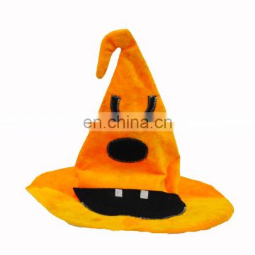 MCH-1149 Party funny velvet wholesale adult yellow imprint witch Hat for Halloween