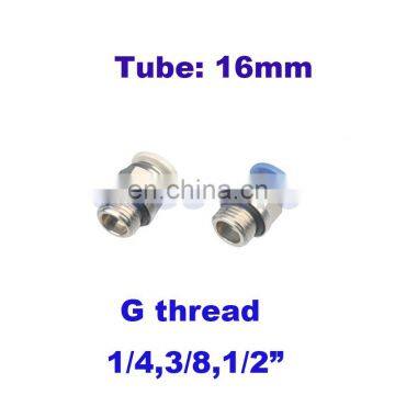 Copper Pneumatic air straight fitting hose O.D 16mm G thread with a seal PC16-G02/03/04 1/4 3/8 1/2 One touch connector
