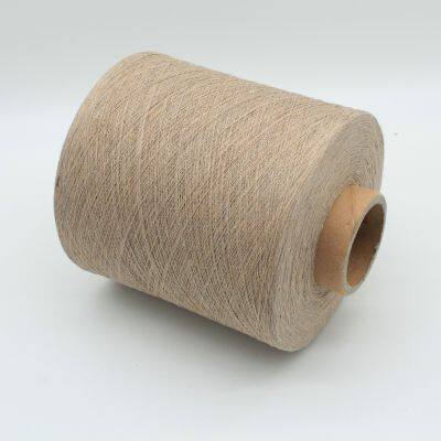 weaving yarn supplies ne12s/1 of recycled 60/40 polyester-cotton light brown colored yarn