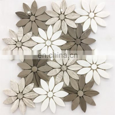 2018 new designs home decor modern house exquisite flower shapes marble stone mosaic for wall background or bathroom decoration