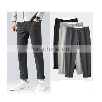 Customized LOGO men's 100% cotton high-quality spring and autumn new slim stretch foot pants plus size men's casual pants