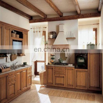 European design vintage wooden kitchen cabinet set