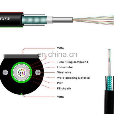 Outdoor 2-24 core GYXTW Aerial Single Mode Armored Optic/Optical Fiber Cable