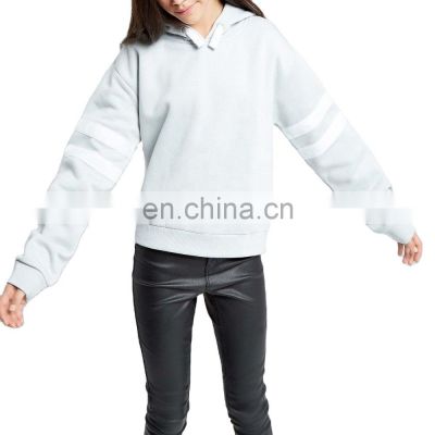 Custom Design Jersey Fleece Fashion Cropped Striped Hoodies Sweatshirts for women