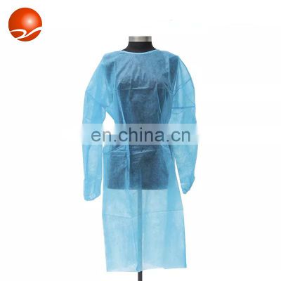 Light Weight PP/SMS/PE Coated Isolation Gown Waterproof Blood Fluid Resistance Fire Retardant