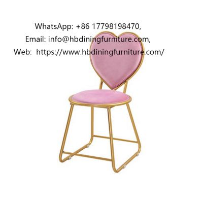 Internet celebrity heart-shaped backrest and wire leg velvet dining chair