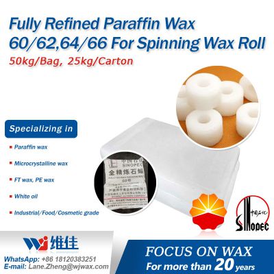 Fully Refined Paraffin Wax 60/62/64 For Spinning Wax Roll