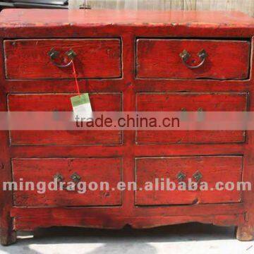 Chinese antique furniture pine wood Gansu Six Drawer cabinet