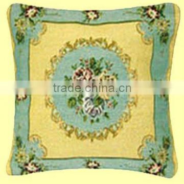 Charming Comfortable Sky Blue Lace and Yellow Background Design Knitted Red Sofa Cushion CT-028