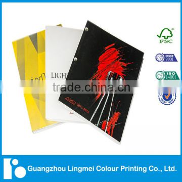 Light fixture sewing binding book printing with spot UV