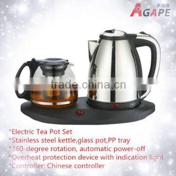 1500W 1.5L Electric Tea Pot Set Stainless steel kettle,glass pot,PP tray Food Grade Rapid Heating Kettle AEK-307