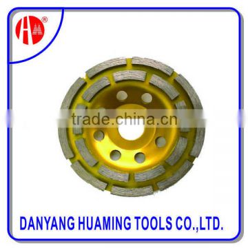Danyang Factory arranged segments Diamond Double Row Cup Grinding Wheel for fast grinding concrete surface and floor