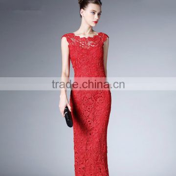 china women red elegant one piece designer party dress
