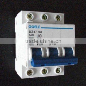 3P GQELE DZ47-63(C45N) Miniature Circuit Breaker MCB