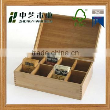 Personalized Factory Price Cheap Lipper 8 Compartments Solid Wood Tea Cup Bag Storage Box