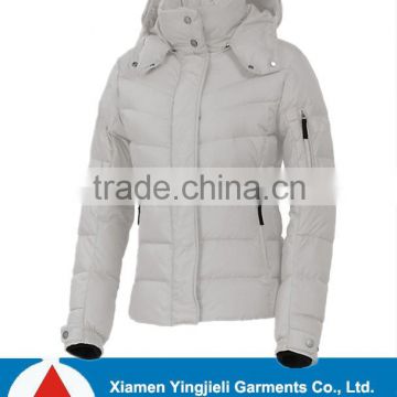 White Brand down jacket with lycra cuffs and detachable hood