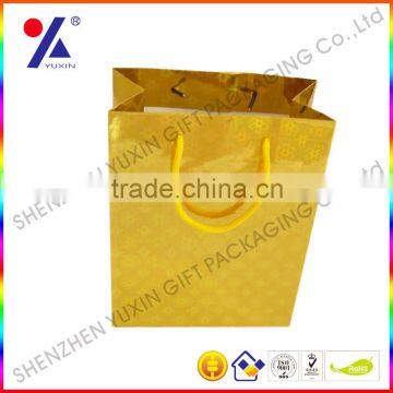 Golden and shining gift paper handbags jewellery paper handbag shopping paper handbag