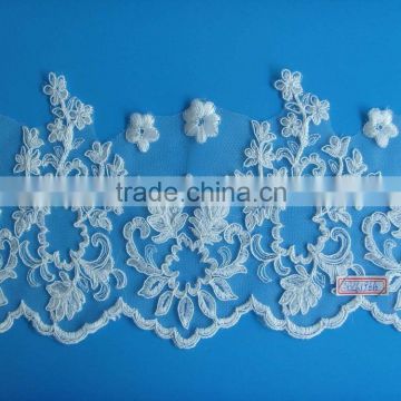 2016 lates embriodery lace trim for bridal golves
